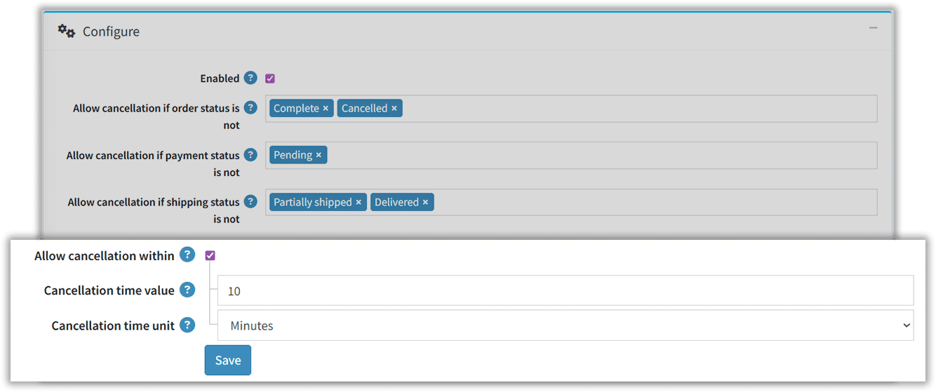 nopcommerce cancel order option plugin allows to set cancellation time limit