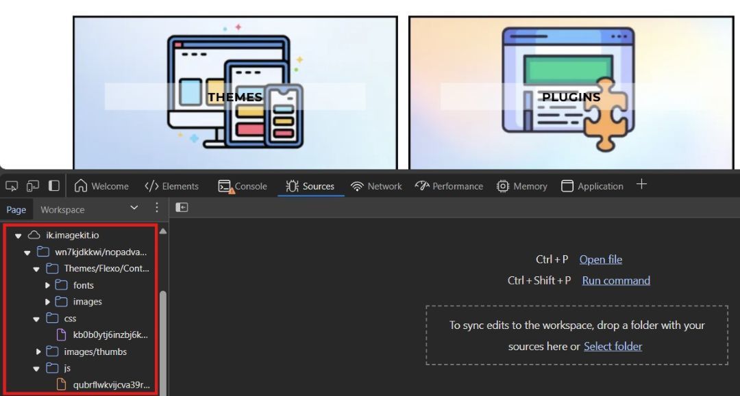 nopcommerce cdn extension browser dev tools source tab overview