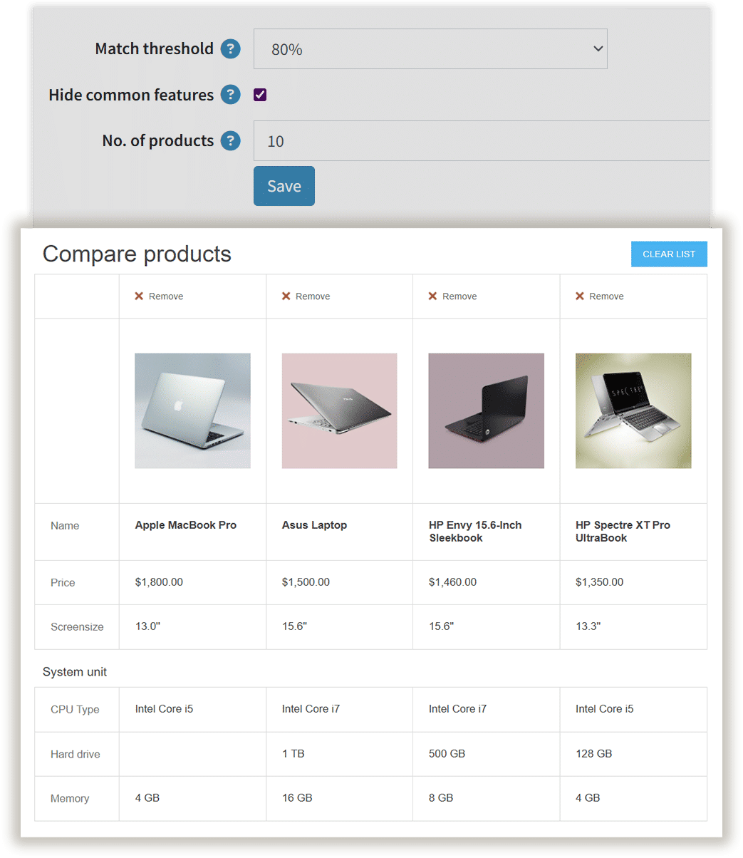 compare product by matching specification attributes plugin for nopcommerce