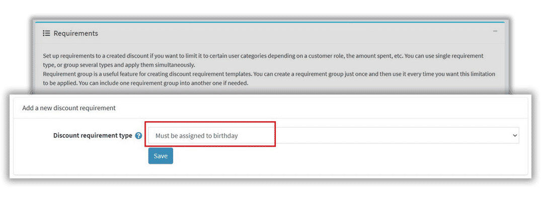 configuration page of discount on customer birthday plugin for nopcommerce