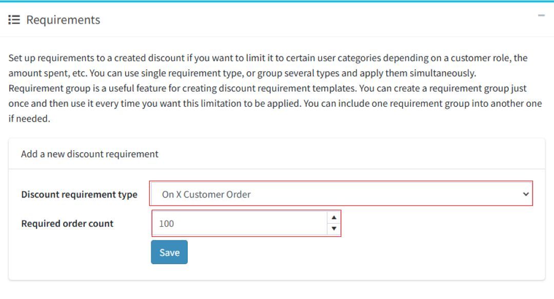 nopCommerce on x order discount rule configuration interface by NopAdvance