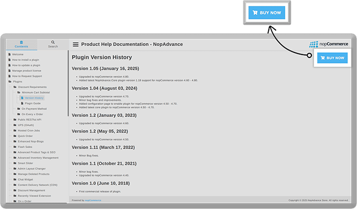 sell products directly from nopcommerce documentation plugin pages