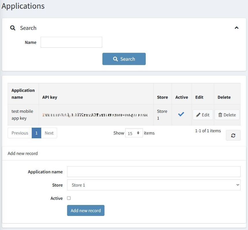 application page to create a separate application per store multi store in nopcommerce public web api plugin by nopadvance