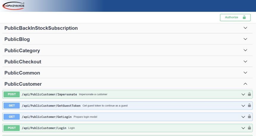 swagger documentation for nopcommerce public rest api by nopadvance