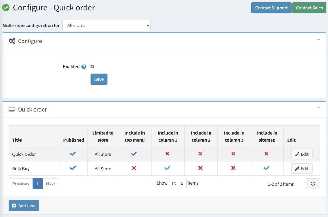 multiple store or multi-store support in quick order plugin by nopadvance for nopcommerce