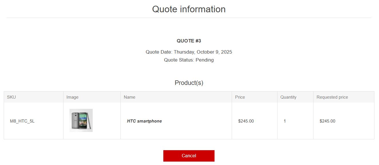 request a quote plugin can allows live quote status for quote information page