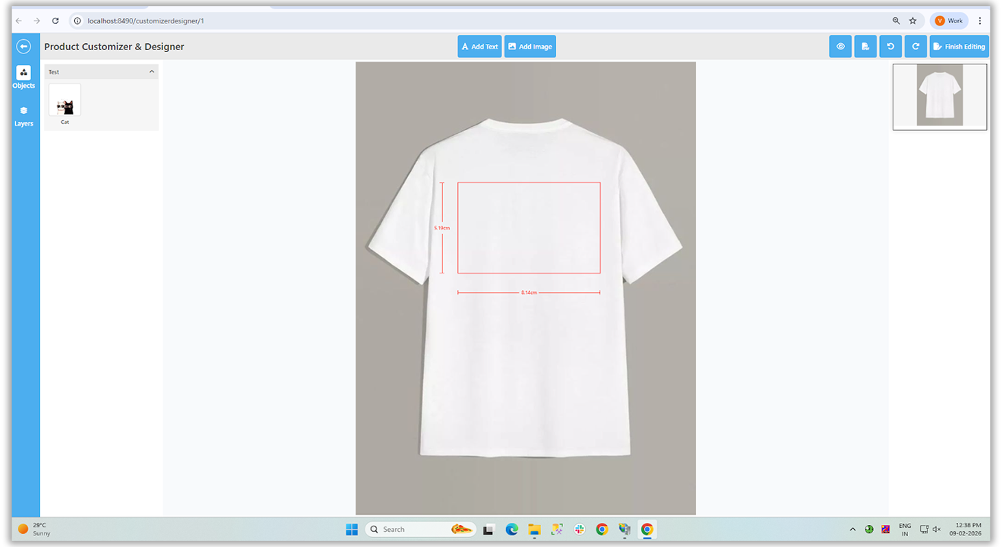nopcommerce custom product customizer plugin allows configure design area on products