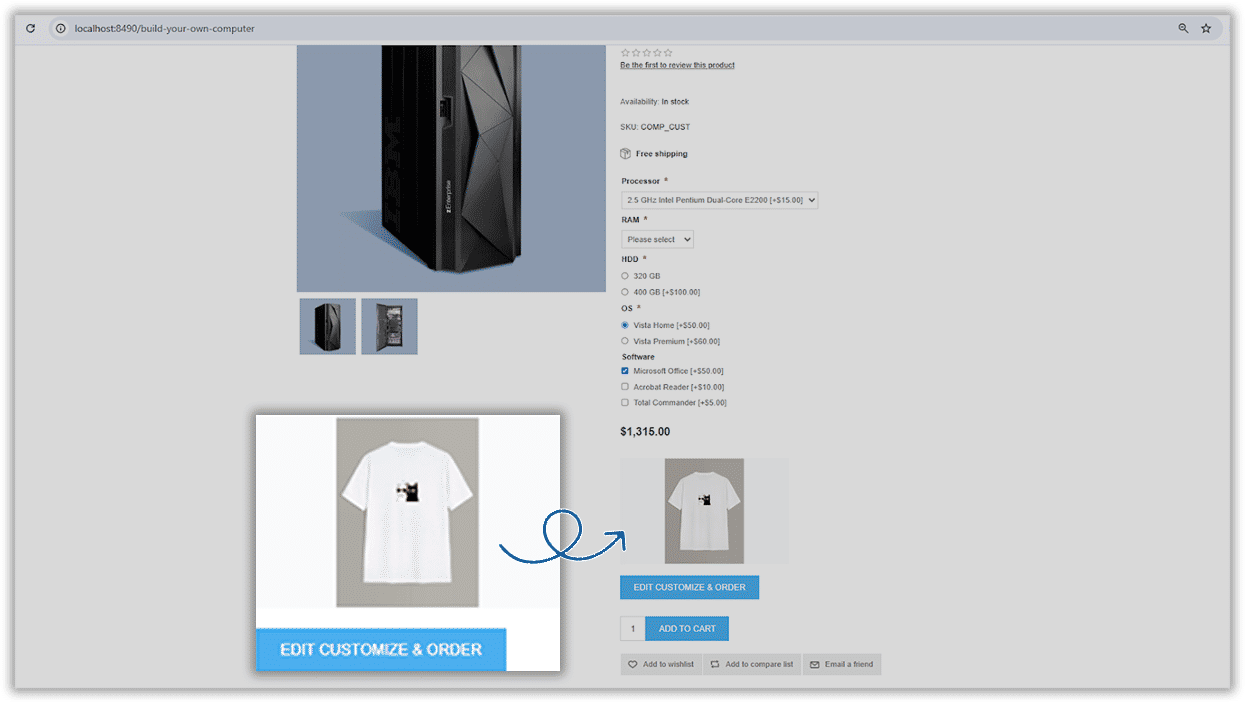 Visual Product Designer for nopCommerce plugin let customer customizable products in real time