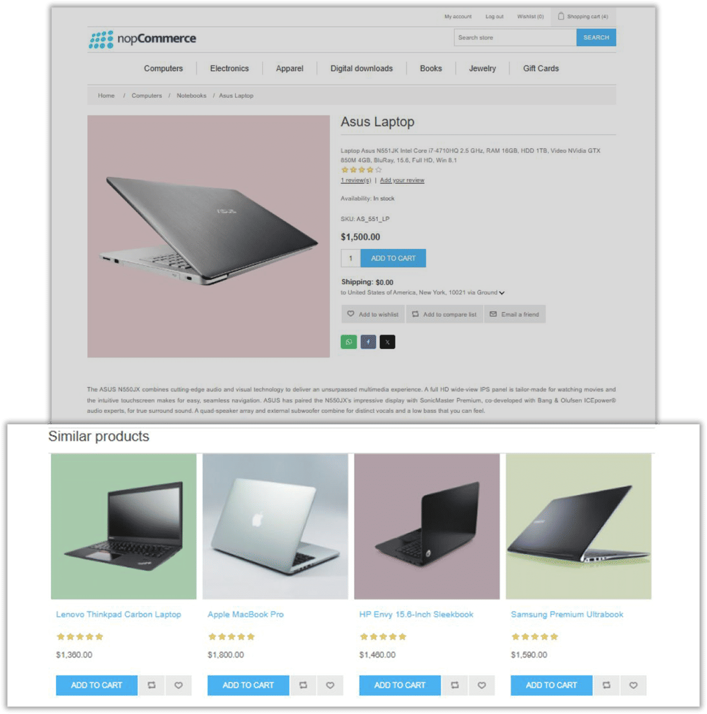product similarity engine shows similar products on product detail page in storefront