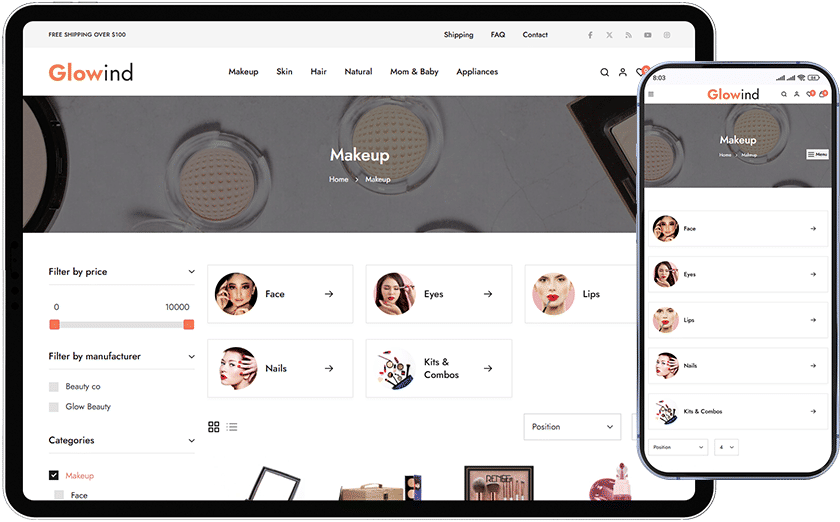 nopcommerce glowind theme catalog category design page