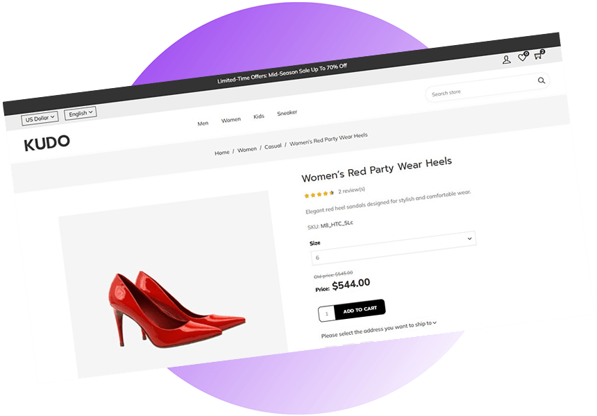 kudo nopcommerce theme product detail design page