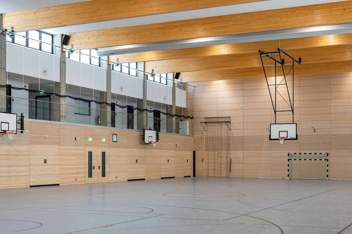 Innenansicht der Sporthallenreferenz Typensporthalle Grüner Campus