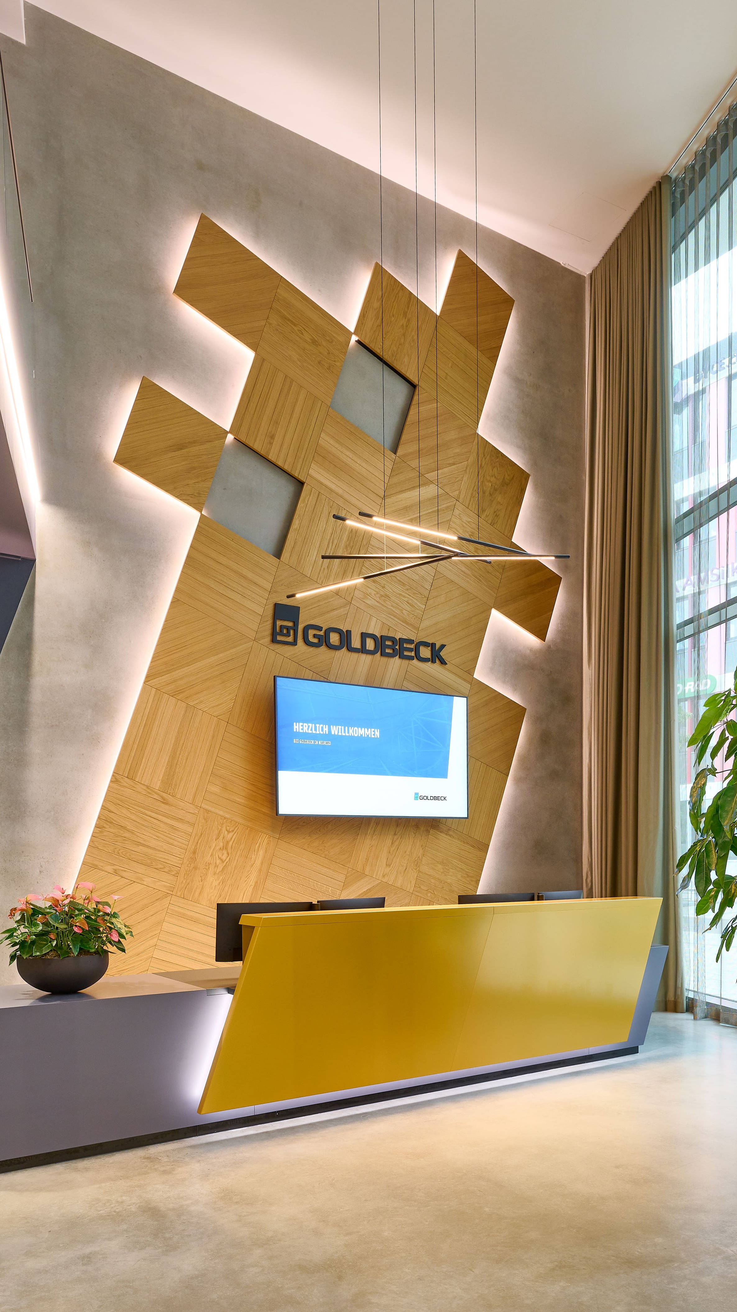 Interior view of our Munich branch office with a view of the reception area