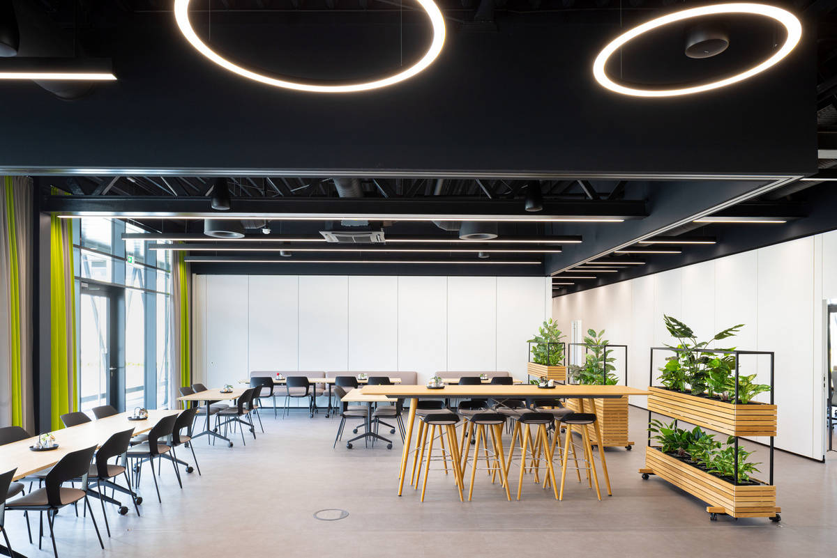 Interior view of the office building reference Ratzeburg municipal utility with focus on the canteen