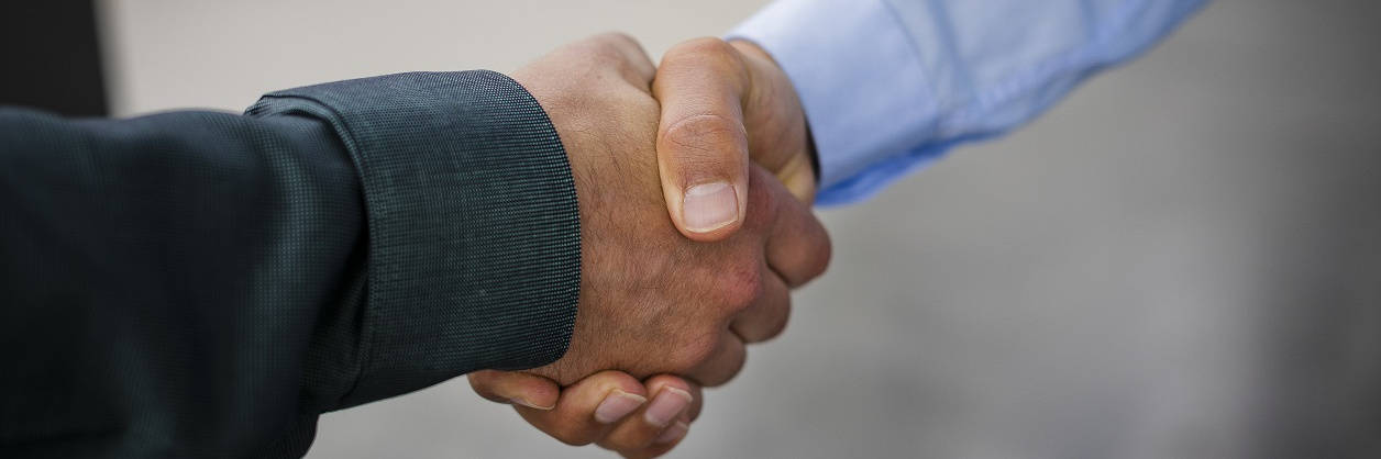 Two people are shaking their hands