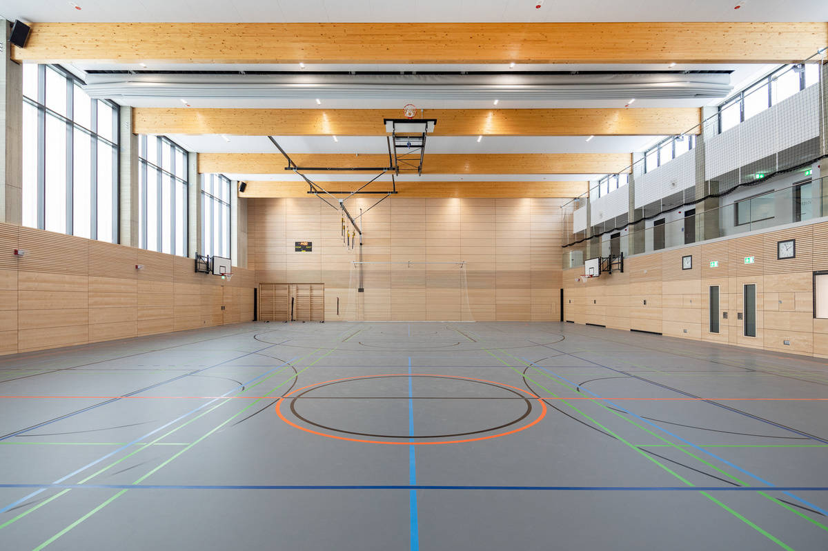 Innenansicht der Sporthallenreferenz Typensporthalle Grüner Campus