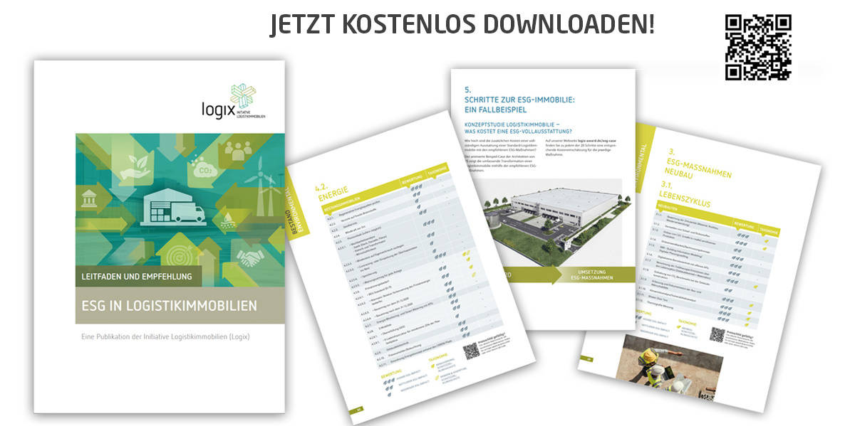 Abgebildete PDF der Logix-Studie mit ESG-Leitfaden. Aufruf zum kostenfreiem Download.