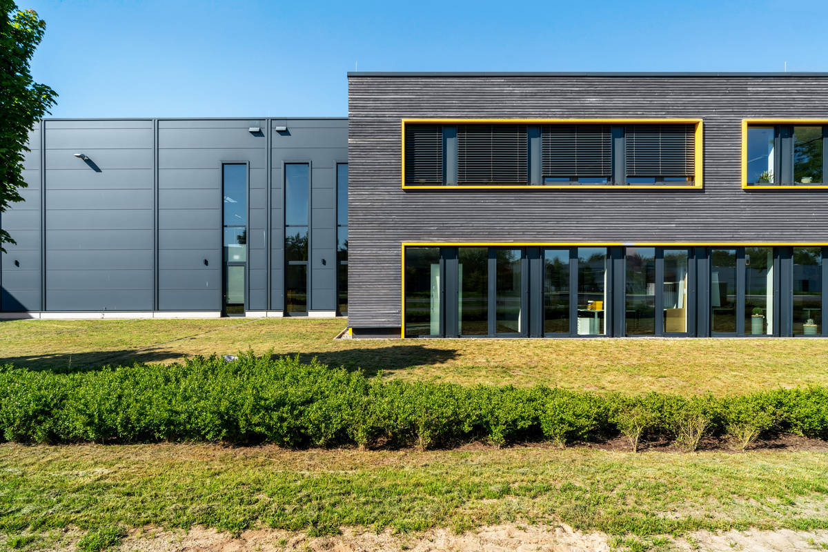 Exterior view of the industrial building reference Pollmeier in Hövelhof