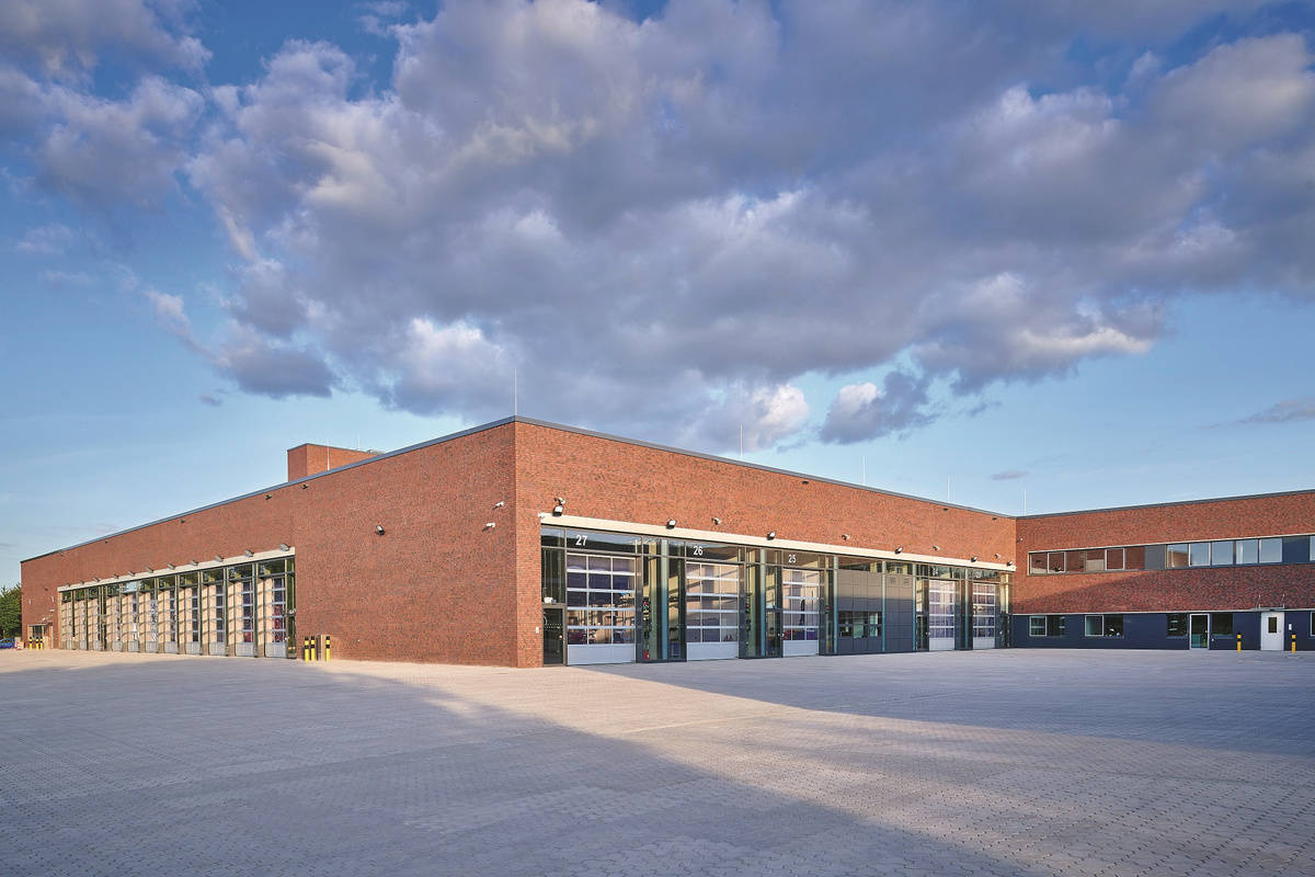 Exterior view of the industrial building reference “Feuerwehrtechnisches Zentrum“