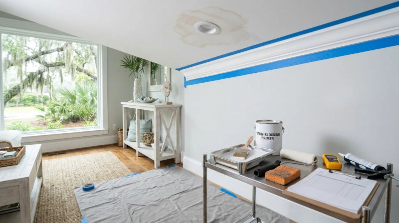Cost to Fix Water Stains With Paint After Storms in Pooler, GA