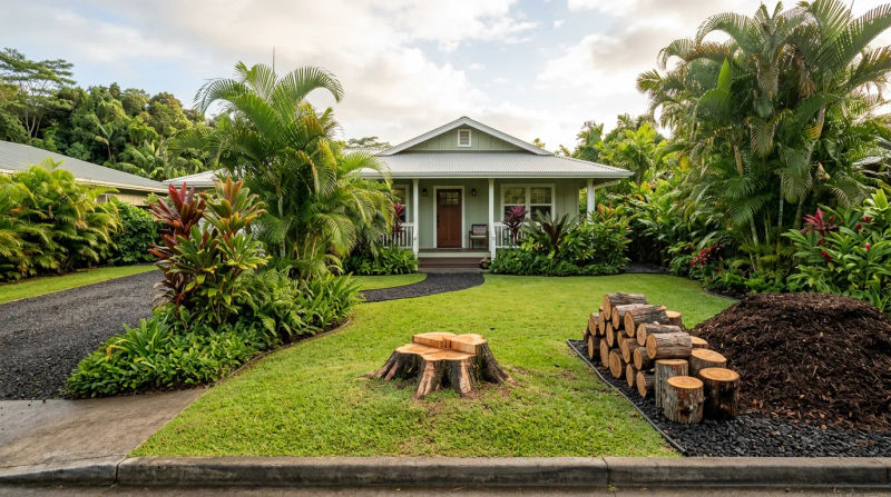 Hawaiian Paradise Park Hazard Tree Removal Case Study: Leaning Kiawe