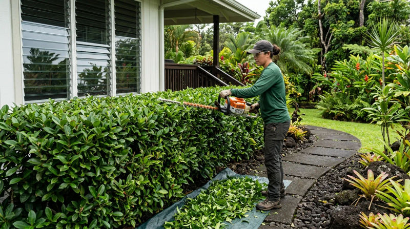 Precision Hedge Trimming Landscaping in Hilo