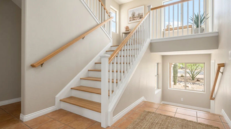 Sahuarita Staircase Refresh: Ko Construction Trim, Patch, Paint