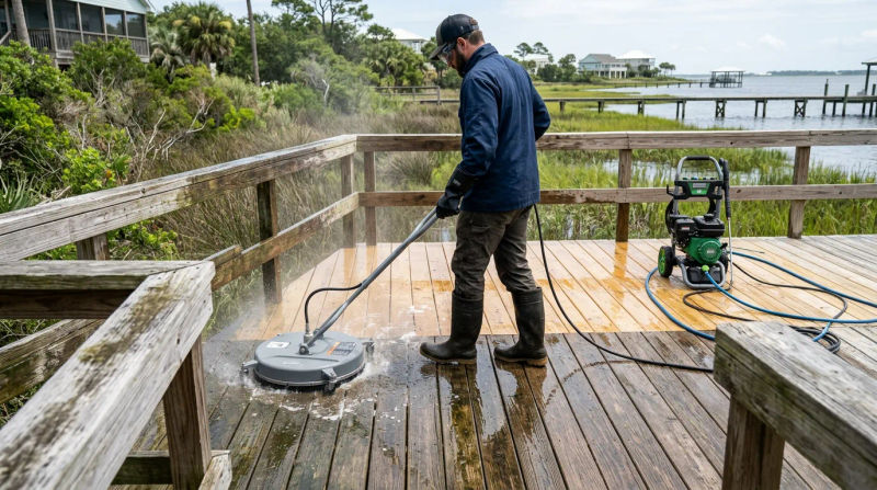 Professional Deck Pressure Washing in Coden