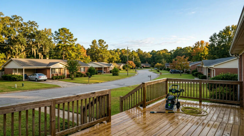 When to Pressure Wash Your Deck in Tillmans Corner’s Climate Each Year