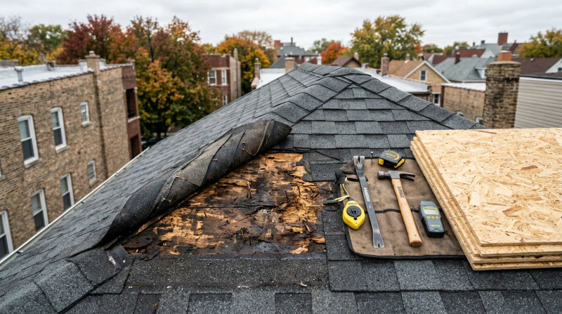 Roof Decking Replacement Cost in Chicago: Signs of Rot Under Shingles
