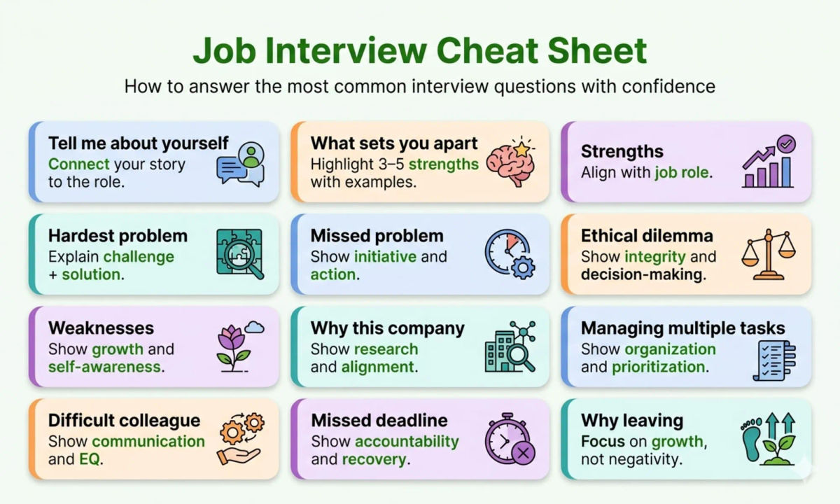 The Ultimate Job Interview Cheat Sheet (Answers That Actually Work)