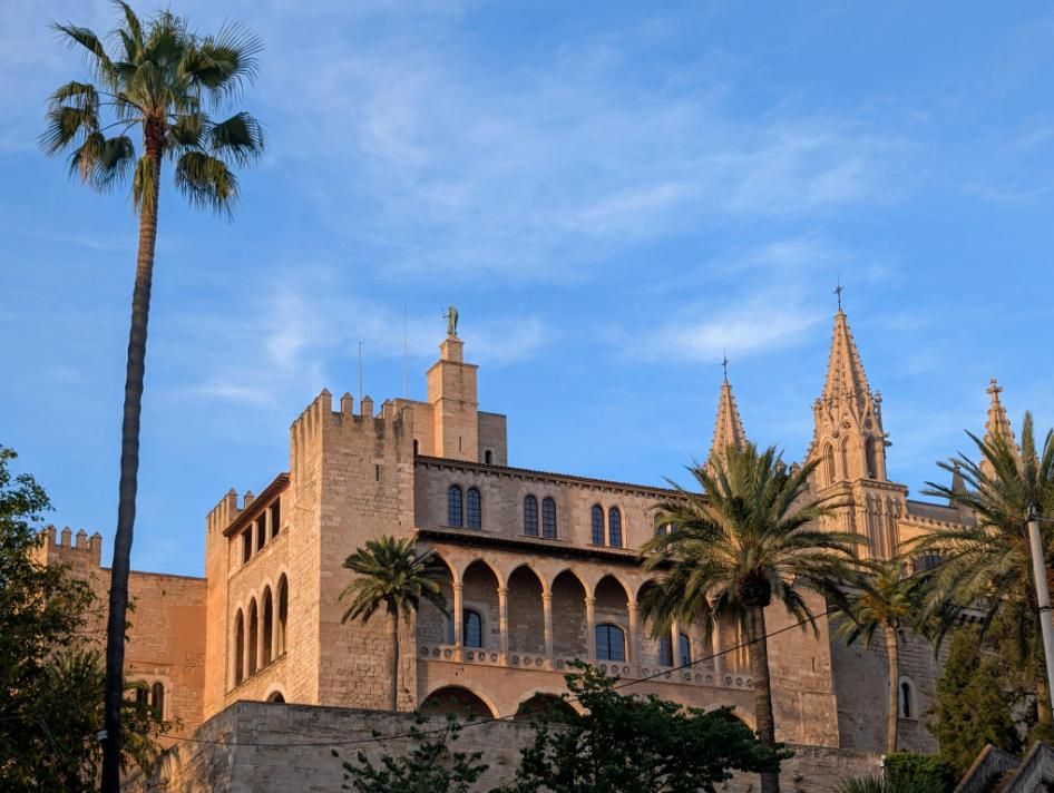 Palma de Mallorca - cladire, turnuri, palmieri.LTS
