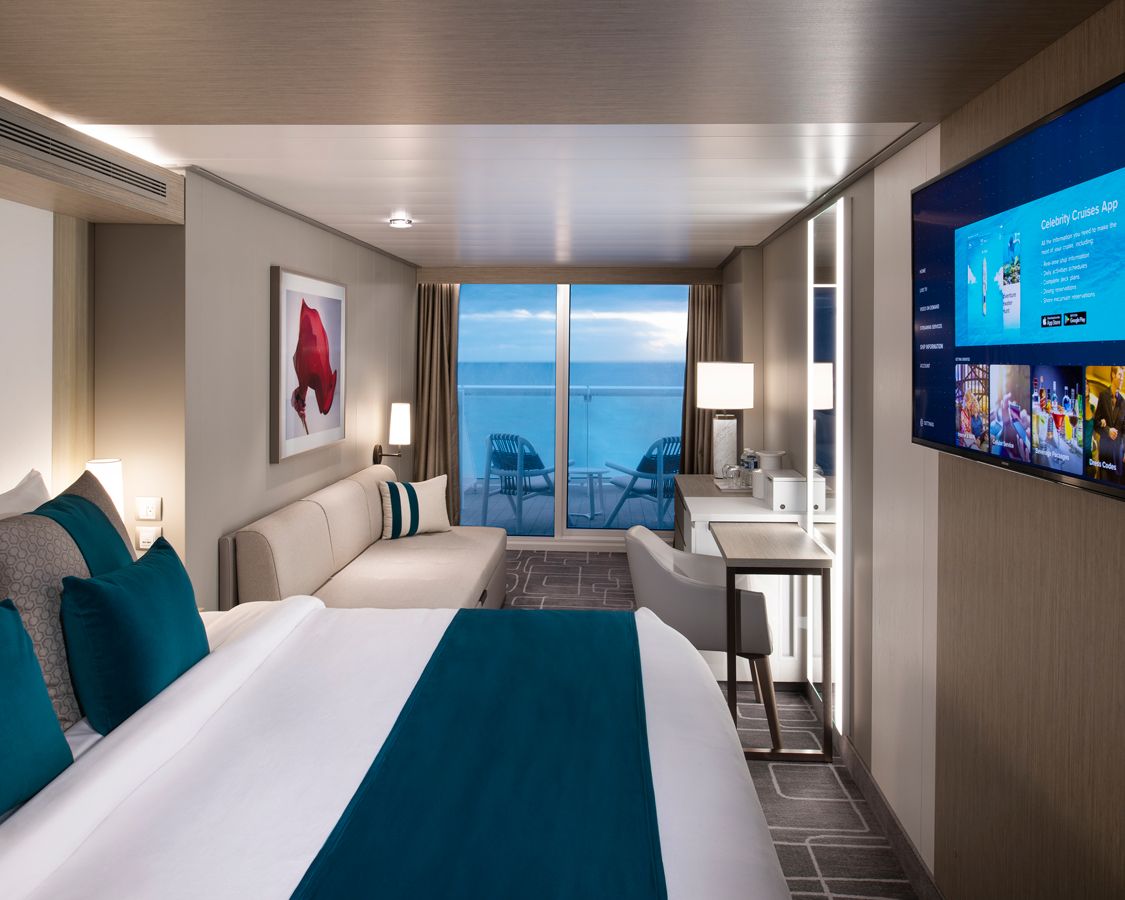 Cabina cu balcon Sunset Veranda categoria SV pe Celebrity Edge, Apex, Beyond si Ascent