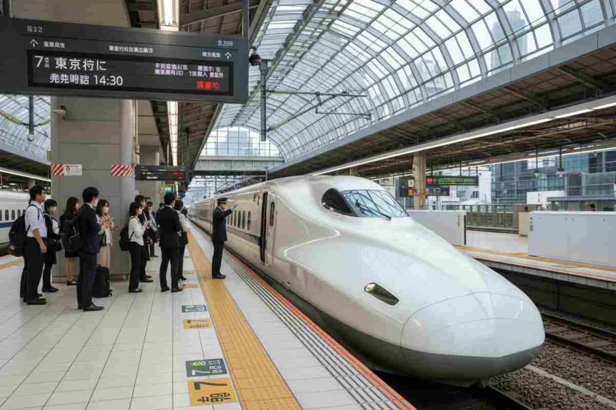 Sfaturi pentru vizitarea oraselor japoneze_Trenul shinkansen reprezentand eficienta sistemului de transport japonez