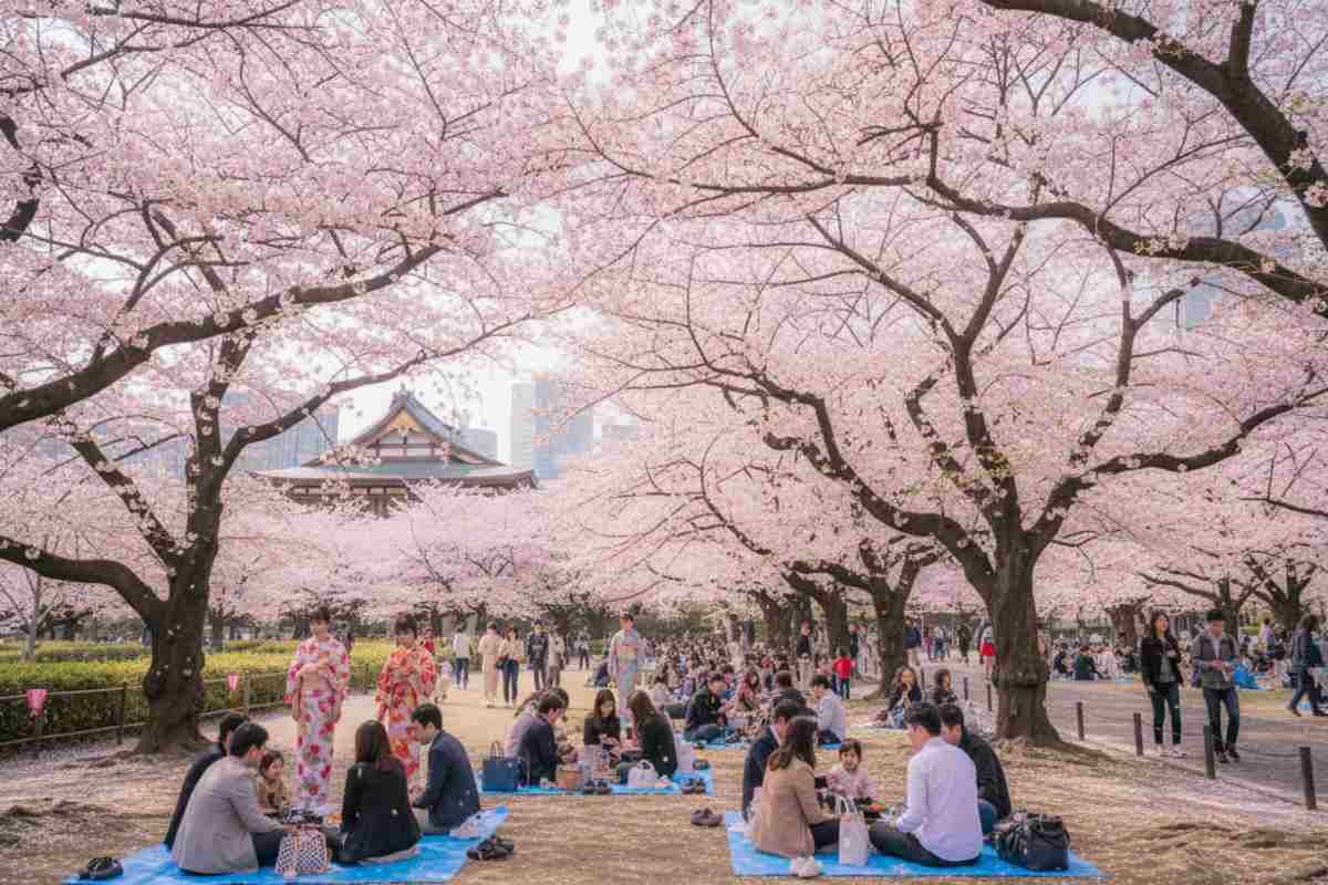 Ueno Park Tokyo si Imperial Palace Tokyo - oaze de liniste in metropola_Ueno Park in timpul spectaculosului sezon al ciresilor in floare cu familii japoneze savurand hanami