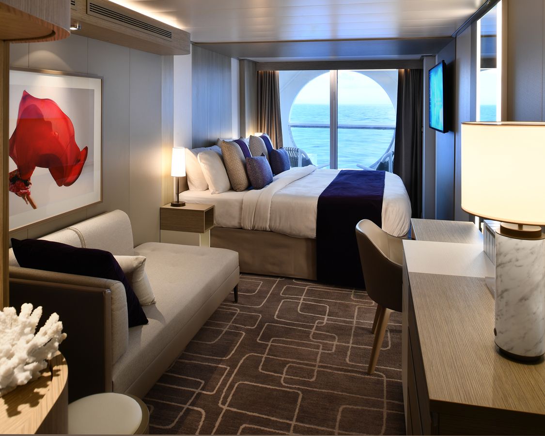 Cabina cu balcon cu vedere la ocean categoria 1B pe Celebrity Edge, Apex, Beyond si Ascent