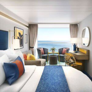 cabina cu balcon, infinite ocean, balcon, cabina, pat