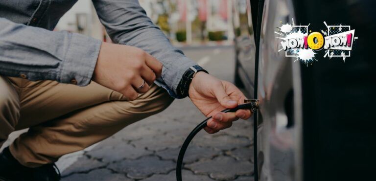 can you leave car on while putting air in tires