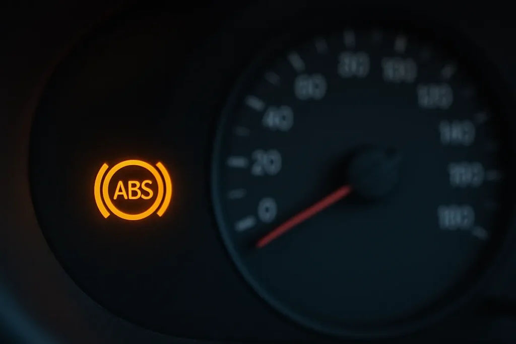 Amber ABS warning light illuminated on a car dashboard