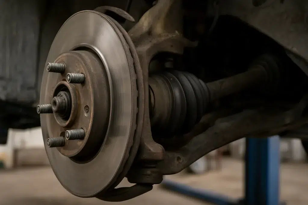 Front wheel hub and CV axle, sources of a grinding noise when turning