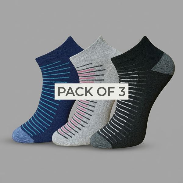 Cross Coin® Dynamic Striped Ankle Socks – (Pack of 3)