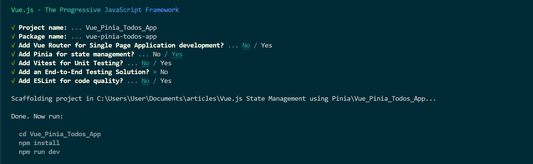 Vue.js State Management using Pinia