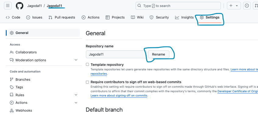 Picture of renaming the repo created by the author