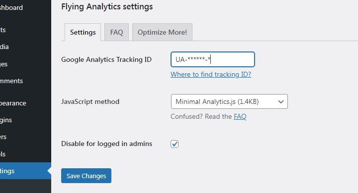 Google Analytics di GeneratePress