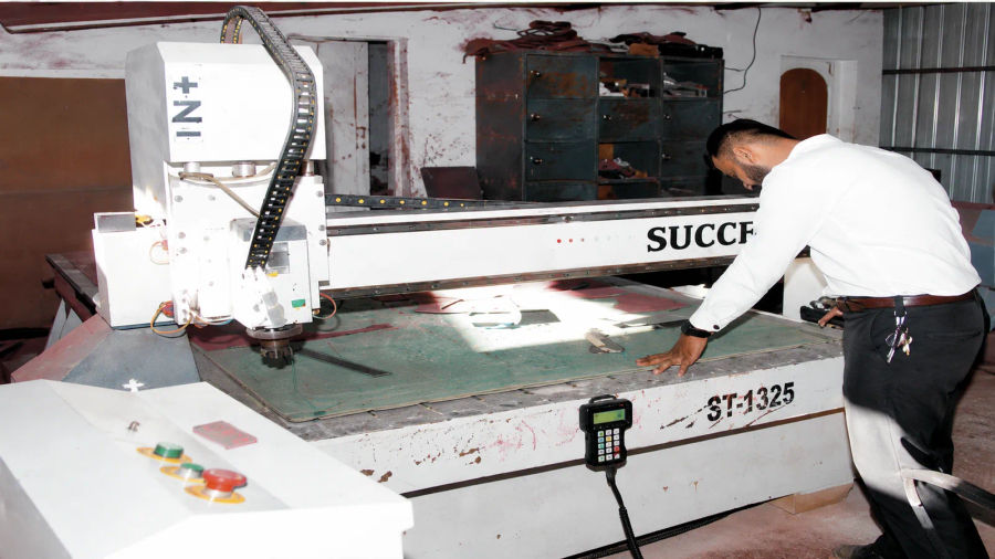 CNC routing a cabinet panel
