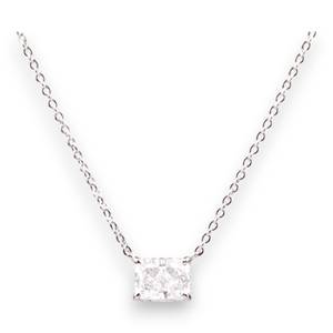 White Gold Plated Sterling Silver Box Pendant Necklace – Cubic Zirconia Jewelry for Women