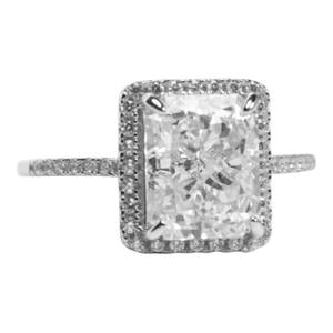 Sterling Silver Box Ring with Cubic Zirconia – Elegant Women’s Jewelry Gift