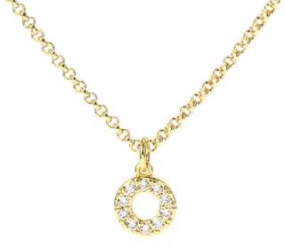 Cubic Zirconia Gold Plated Sterling Silver Necklace – Elegant Round Pendant Chain Jewelry