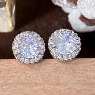 White Gold Plated Cubic Zirconia Stud Earrings – Sparkling Hypoallergenic Jewelry for Women