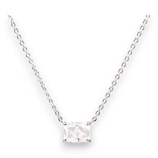 White Gold Plated Sterling Silver Box Pendant Necklace – Cubic Zirconia Jewelry for Women